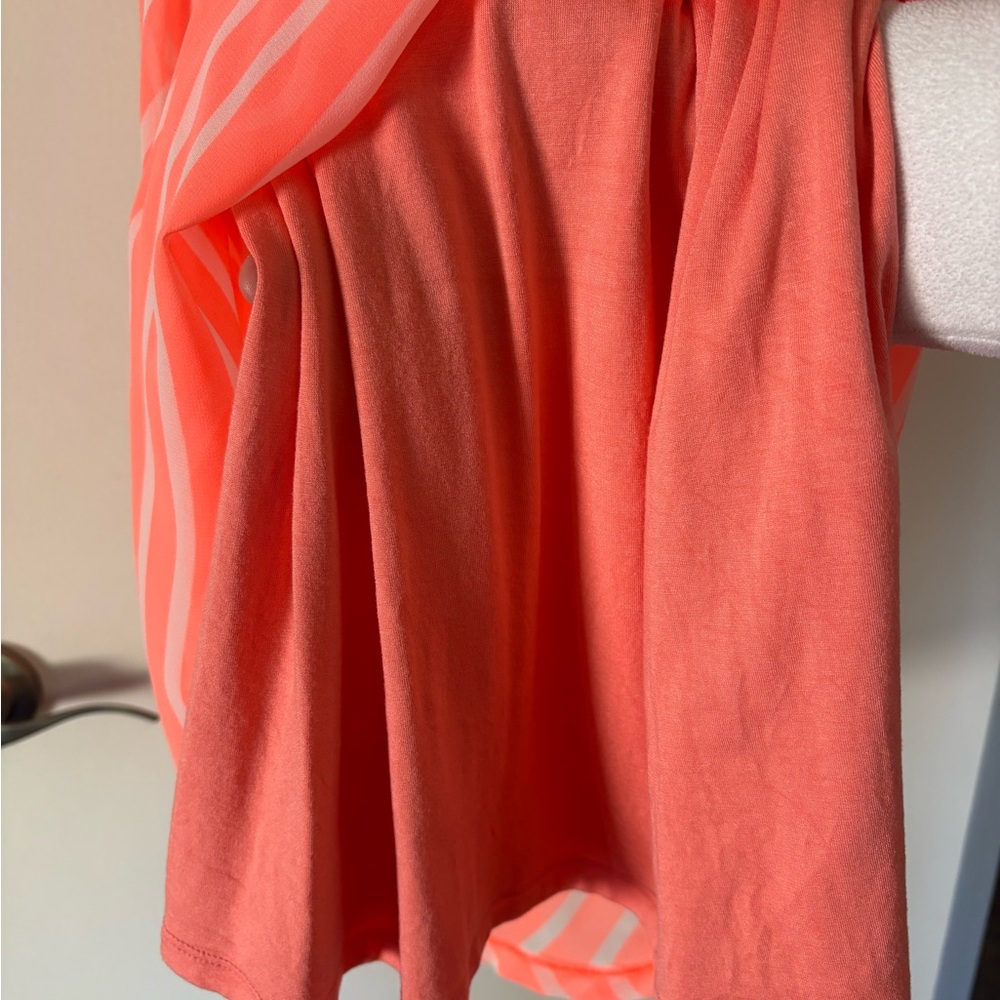 Express Neon Orange Striped Cowl Neck Knee Length Dress S Summer Preppy Indie - Picture 5 of 8